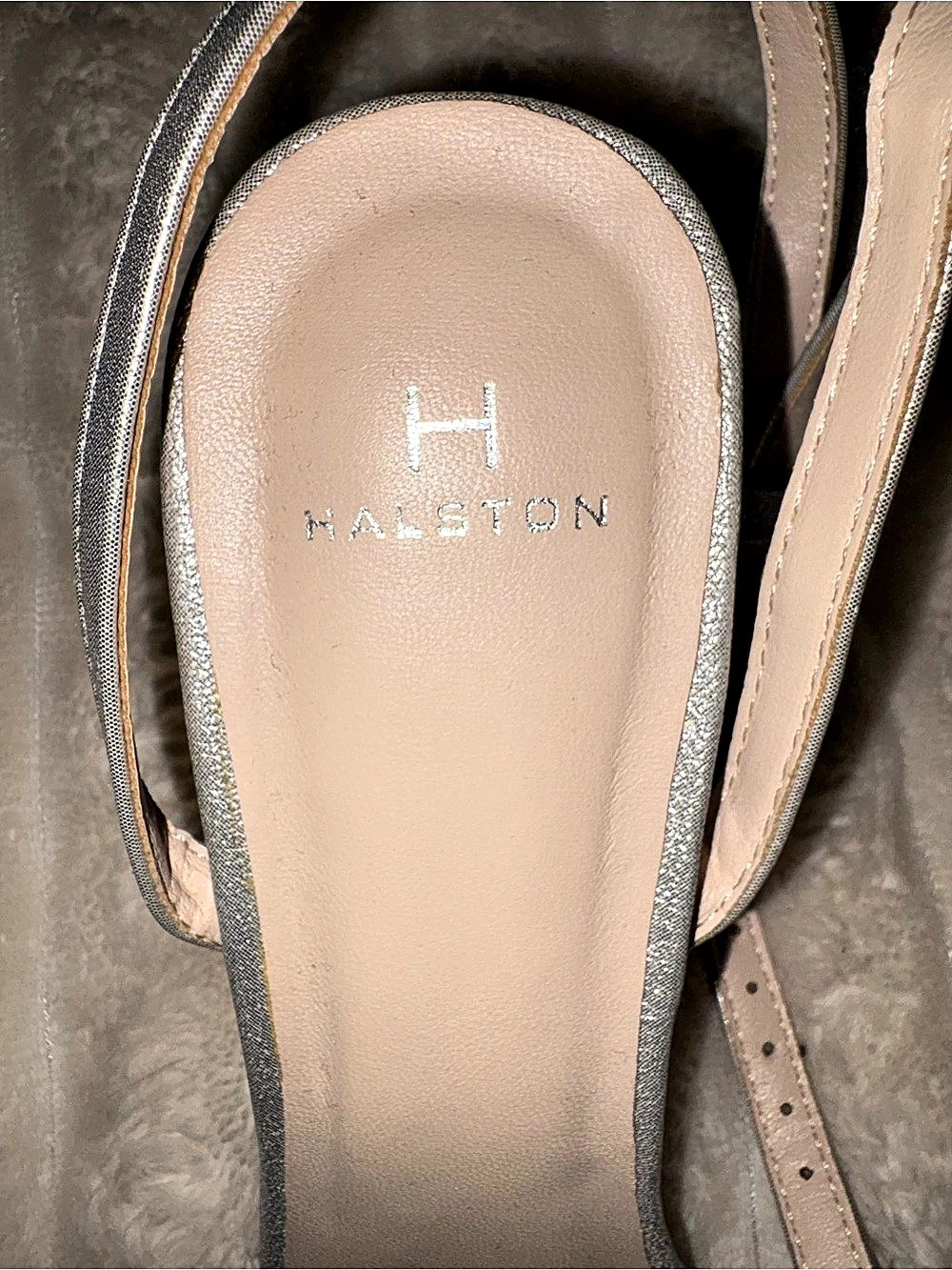 Halston Silver Rhinestone Strap Heels - Picture 5 of 8